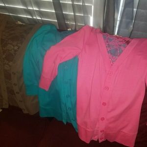 Nwot 3/4 sleeve lace back cardigan bundle of 3